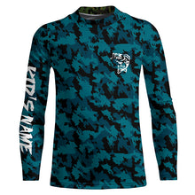 Load image into Gallery viewer, Bass fishing blue camouflage Custom fishing Shirts jersey, camo fishing apparel NQS4934