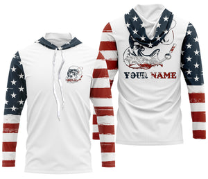 Catfish Fishing catfish hunter American Flag Customized Name UV Protection Shirts, patriotic Fishing Clothing NQS2384