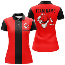 Load image into Gallery viewer, Personalized Red Black Retro Bowling Polo shirt For women custom vintage bowling team jerseys NQS6881