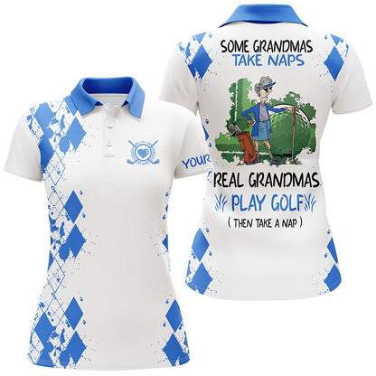 Womens golf polos shirts custom real granmas play golf take nap, golf gift for grandma | Multicolor NQS5297