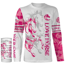 Load image into Gallery viewer, Love Horse tattoo pink camo cute horse shirt for girl Customize Name 3D All Over Printed Shirts Personalized gifts for Horse Lovers NQS2678