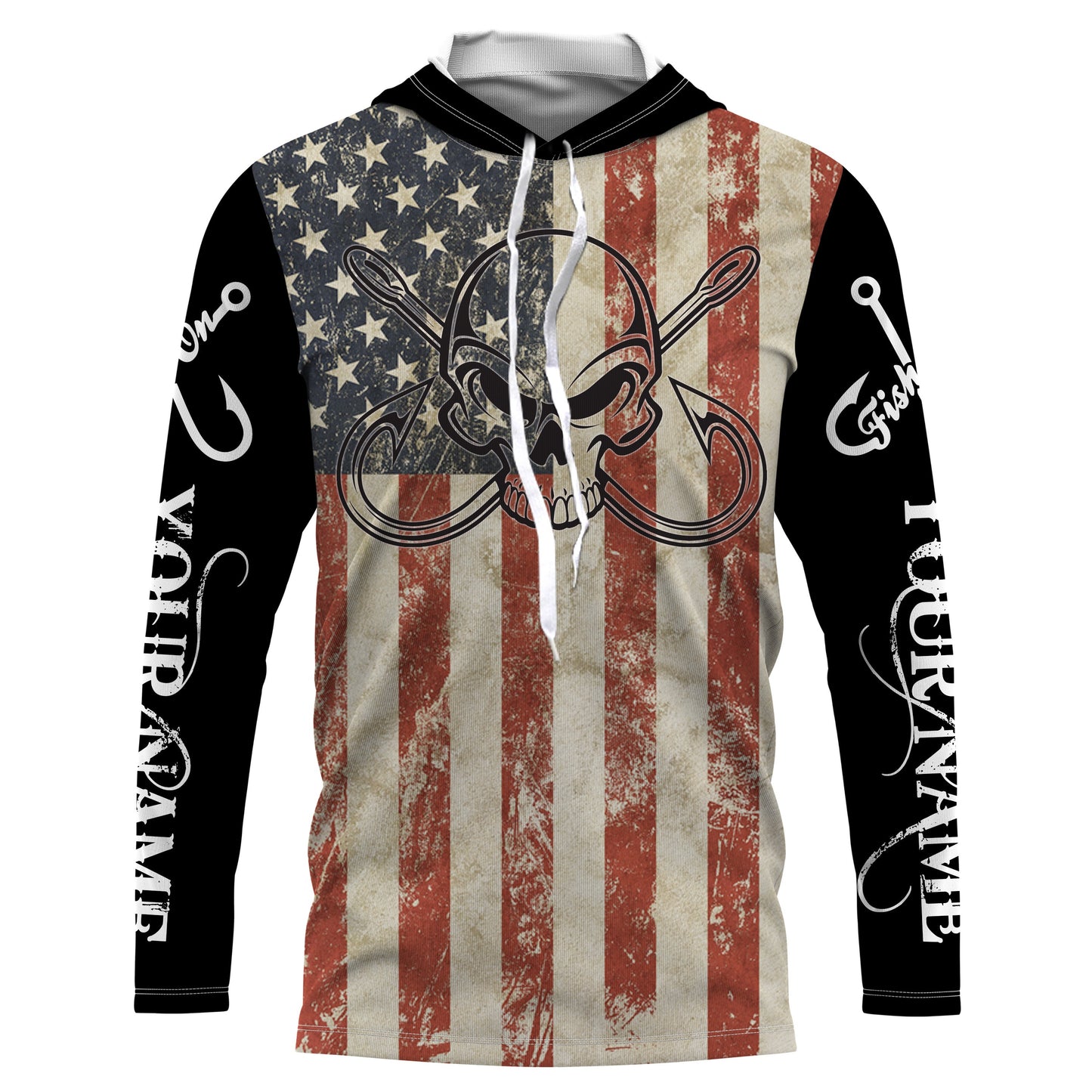 Fish Reaper Fishing American flag patriotic Custom Name 3D All over Printed UV Protection Shirts NQS2988