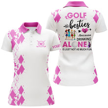 Load image into Gallery viewer, Women golf polos shirts custom golf besties because drinking alone is just not as much fun| Multicolor NQS5305