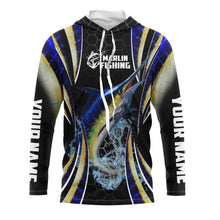 Load image into Gallery viewer, Blue Marlin saltwater Offshore fishing black scales Custom sun protection fishing jersey NQS3506