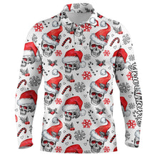 Load image into Gallery viewer, Men golf polo upf shirts funny Christmas skull pattern custom team golf polo shirts, golfer gifts NQS4407