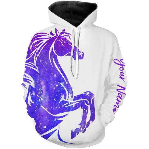 Love Horse purple galaxy Custom All over print Shirts, personalized horse shirt for girl, gift for horse lovers - NQS2689