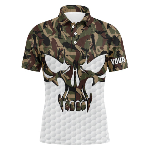 Long sleeve camo Golf skull Polo Shirts for Men custom golf shirts, gifts for golf lovers NQS3342
