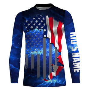 American Flag Universe patriotic Custom name All over print shirts - personalized fishing gift for men, women and kid - NQS496
