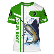 Load image into Gallery viewer, Sailfish fishing Customize name and boat name fishing shirts for men, custom fishing apparel | Green - NQS3252