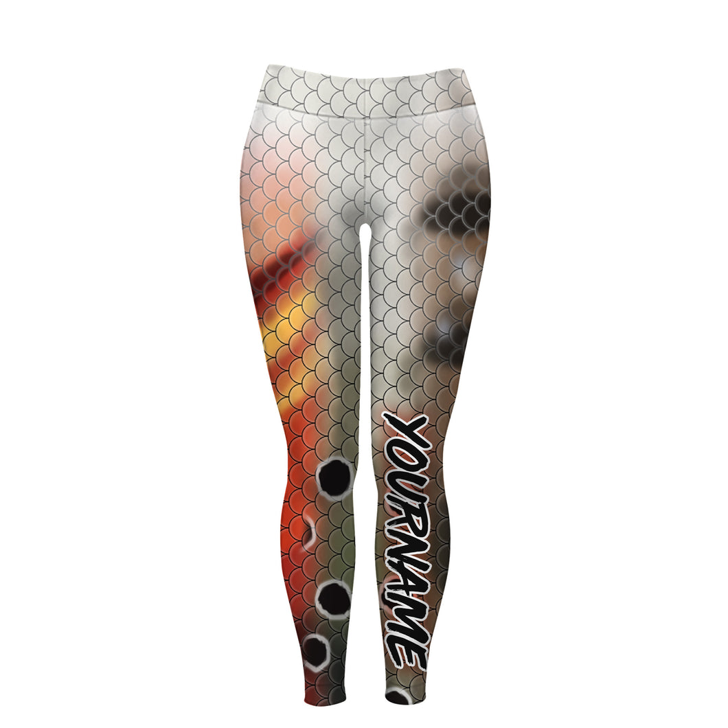 Beautiful Texas Slam Redfish, speckled trout, flounder skin customized name fishing leggings NQS894