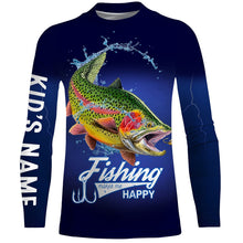 Load image into Gallery viewer, Fishing Makes Me Happy Rainbow Trout Fishing 3D All Over printed Customized Name Shirts For Adult And Kid NQS313