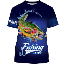 Load image into Gallery viewer, Fishing Makes Me Happy Rainbow Trout Fishing 3D All Over printed Customized Name Shirts For Adult And Kid NQS313