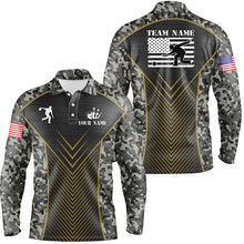 Load image into Gallery viewer, Mens Bowling Polo Shirts Custom camo American flag team League Mens Jerseys NQS6702