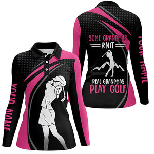 Pink Womens golf polo shirt custom some grandmas knit real grandmas play golf mother's day gifts NQS5342