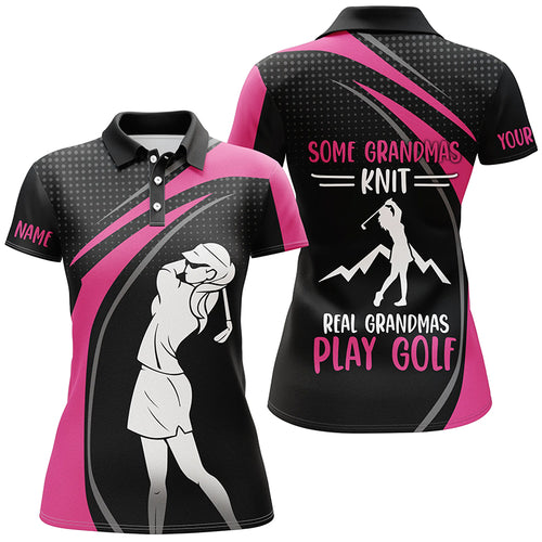 Pink Womens golf polo shirt custom some grandmas knit real grandmas play golf mother's day gifts NQS5342
