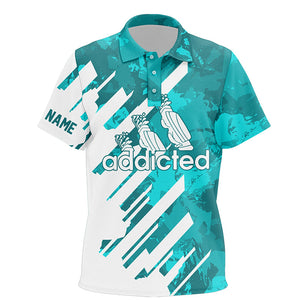 White and turquoise camo golf clubs Kids polo shirt custom addicted Kids golf tops NQS6467