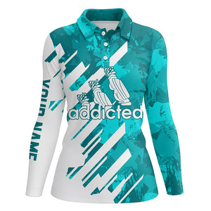 White and turquoise camo golf clubs Women golf polo shirts custom addicted golf tops for ladies NQS6467