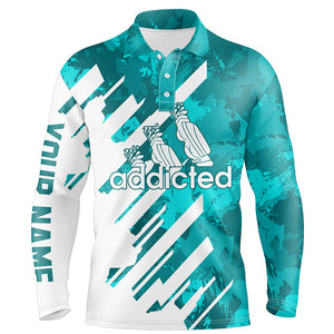 White and turquoise camo golf clubs Mens golf polo shirt custom addicted golf tops for mens NQS6467