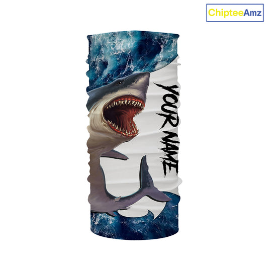Shark Fishing blue ocean sea wave camo Custom long sleeve performance fishing jerseys shirts NQS3368