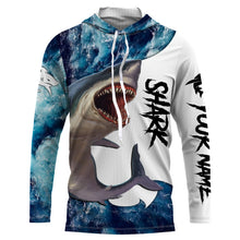 Load image into Gallery viewer, Shark Fishing blue ocean sea wave camo Custom long sleeve performance fishing jerseys shirts NQS3368