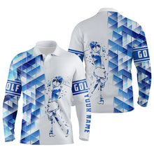 Load image into Gallery viewer, Personalized blue camo golf polo shirts for men cool long sleeve golf shirts NQS3371