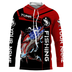 Tuna fishing American flag patriotic Custom Name men's performance Fishing Shirts, fishing apparel NQS3279