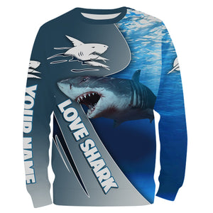 Shark Fishing Blue Ocean Customize name 3D All over print shirts, fishing gift for men, women, Kid NQS415
