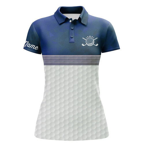 Blue and white Womens golf polo shirts custom name ladies golf shirts, personalized golf gifts NQS6283