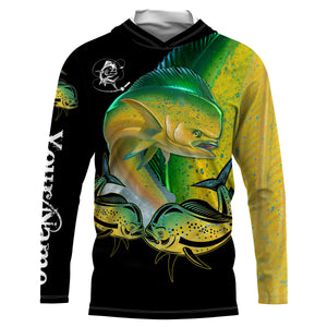 Mahi mahi ( Dorado) Fishing Customize Name UV protection quick dry UPF 30+ long sleeves fishing shirts,gifts for fishing lover NQS2448