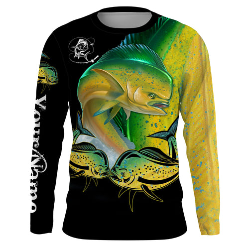 Mahi mahi ( Dorado) Fishing Customize Name UV protection quick dry UPF 30+ long sleeves fishing shirts,gifts for fishing lover NQS2448