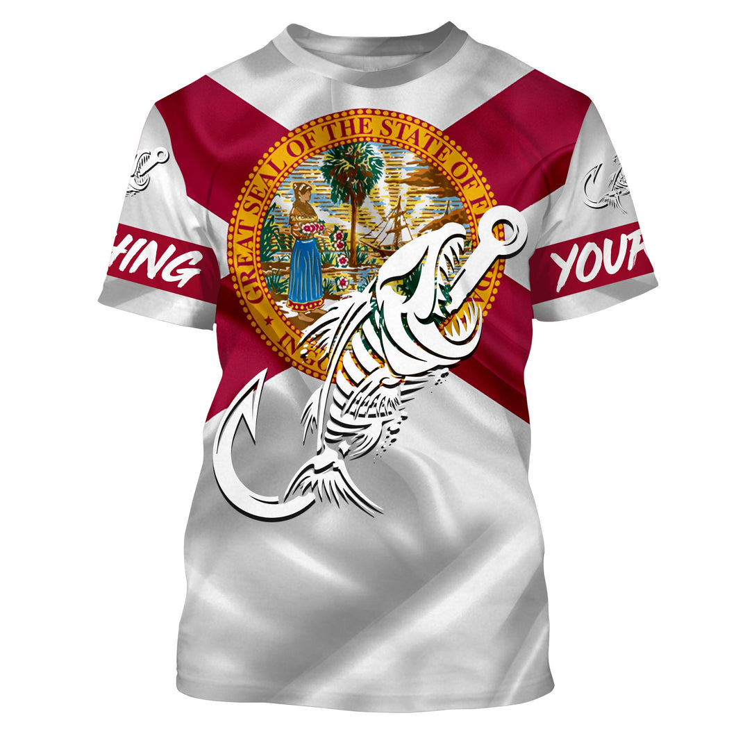 Florida fishing Fish hook skull Custom Name sun protection custom fishing shirts for men, women,kid NQS3287