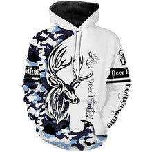 Load image into Gallery viewer, Deer hunting tattoos blue camo custom name all over print hunting Shirts - Hunting gifts for him NQS4040