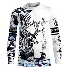 Load image into Gallery viewer, Deer hunting tattoos blue camo custom name all over print hunting Shirts - Hunting gifts for him NQS4040