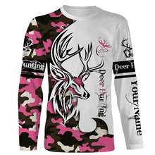 Load image into Gallery viewer, Deer hunting tattoos pink camo custom name all over print hunting Shirts - Hunting gifts NQS4041