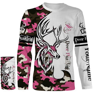Deer hunting tattoos pink camo custom name all over print hunting Shirts - Hunting gifts NQS4041