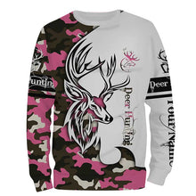 Load image into Gallery viewer, Deer hunting tattoos pink camo custom name all over print hunting Shirts - Hunting gifts NQS4041