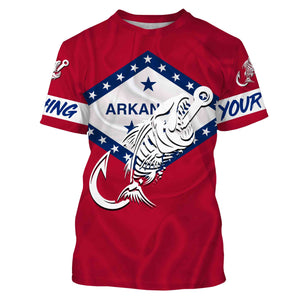 AR Fishing Custom Arkansas Flag Fish hook skull Custom sun protection fishing shirts for men, women NQS3390