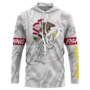 IL Illinois Fishing Flag Fish hook skull Custom sun protection fishing shirts for men, women, kid NQS3393