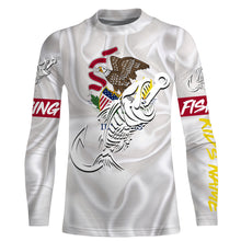 Load image into Gallery viewer, IL Illinois Fishing Flag Fish hook skull Custom sun protection fishing shirts for men, women, kid NQS3393