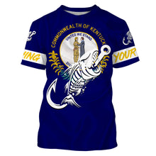 Load image into Gallery viewer, KY Kentucky Fishing Flag Fish hook skull Custom sun protection fishing shirts for men, women, kid NQS3394