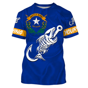 NV Nevada Fishing Flag Fish hook skull Custom sun protection fishing shirts for men, women, kid NQS3399
