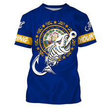 Load image into Gallery viewer, NH New Hampshire Fishing Flag Fish hook skull Custom sun protection fishing shirts for men, women, kid NQS3400