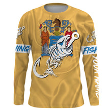 Load image into Gallery viewer, NJ New Jersey Fishing Flag Fish hook skull Custom sun protection fishing shirts for men, women, kid NQS3401