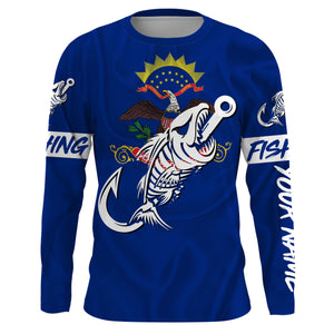 ND North Dakota Fishing Flag Fish hook skull Custom sun protection fishing shirts for men, women, kid NQS3402