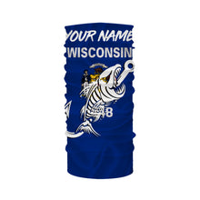 Load image into Gallery viewer, WI Wisconsin Fishing Flag Fish hook skull Custom sun protection fishing shirts for men, women, kid NQS3410