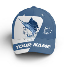 Load image into Gallery viewer, Sailfish Fishing blue color Custom fishing hat Unisex Fishing Baseball Angler hat NQS3877