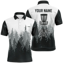 Load image into Gallery viewer, Disc golf hole in the woods Men polo shirts custom name disc golf polo shirts for men | Black NQS4695