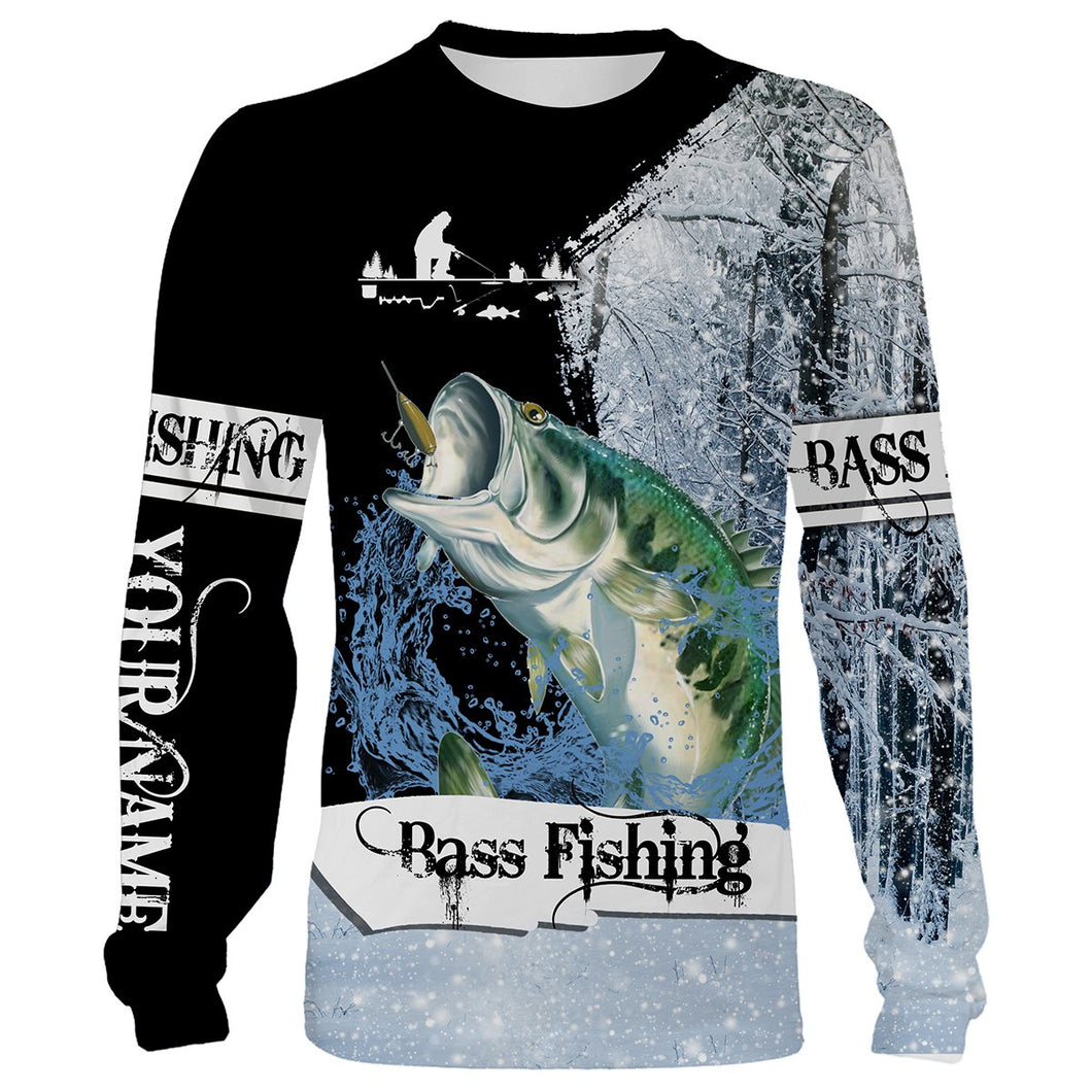 Largemouth Bass Ice Fishing 3D All Over Printed Shirts For Adult And Kid NQS295