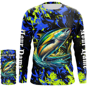Tuna fishing green blue camo Custom UV protection performance long sleeve fishing shirt jerseys NQS7134