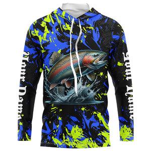 Rainbow trout fishing green blue camo Custom UV protection performance long sleeve fishing jerseys NQS7239